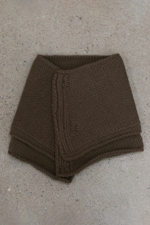 DEVOA Fall/Winter 2025 Collection: Knit Neck Scarf/Wrap (DVA-AC-NPCP-KHAKI)